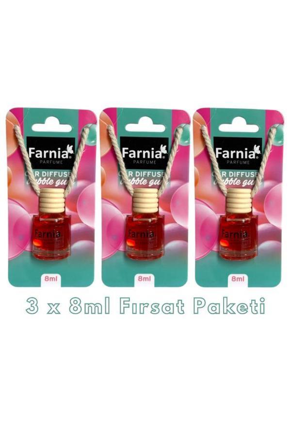 Farnia Yüksek Esanslı Askılı Araç Kokusu EDP Parfüm Tatlı Sakız 8 Ml 3 Adet Avantaj Paketi - Image 1