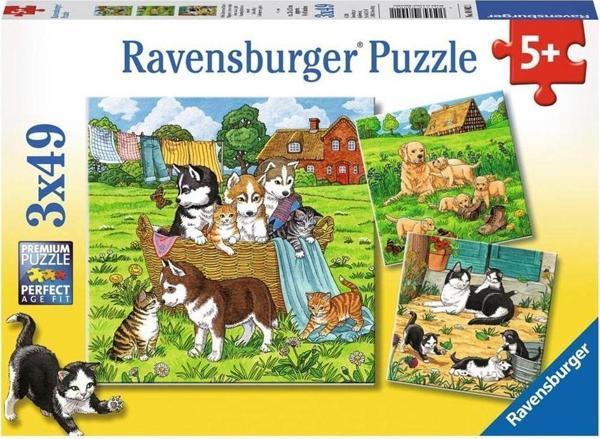 Ravensburger 3x49 Parça Puzzle Tatlı Hayvancıklar  080021 - Image 1