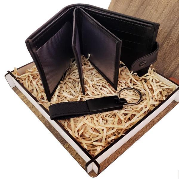 Cüzdan Anahtarlık Ahşap Kutulu Set - Image 1