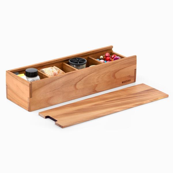 Woodsaka - 4 Bölmeli Sürgülü Kapaklı Hediye ve Aksesuar Kutusu - Image 1