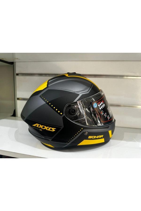 KASK AXXİS DRAKEN S SONAR C3 MAT TİTANYUM/YELLOW - Image 1
