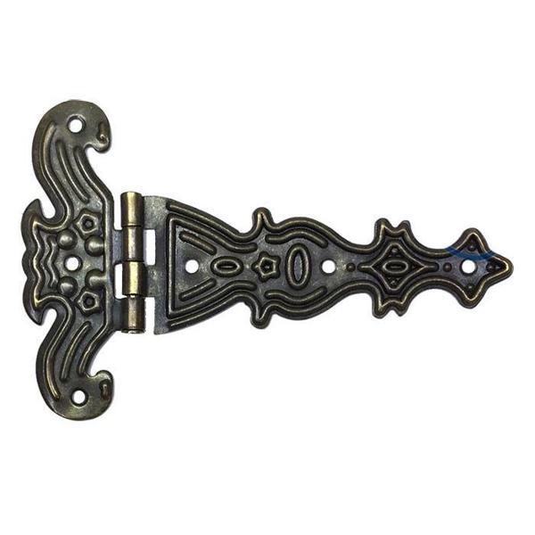 Dekoratif, Sac Tek Kuyruklu Menteşe - 69x102 mm, Büyük, Antik, 100 Adet - Image 1