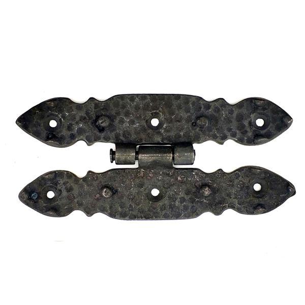 Antika Tarz Dekoratif Pirinç Düğmeli Menteşe - 142x69 mm, Oksit - Image 1
