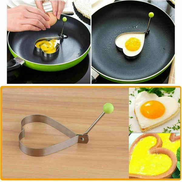 Metalik Kalp Şeklinde Metal Omlet Yumurta ve Krep Kalıpları - Image 1