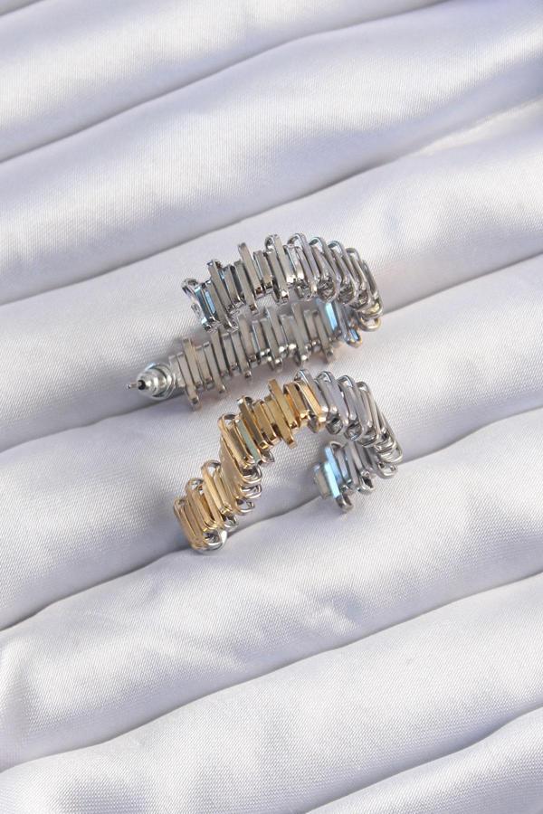 Zarif Kadın için Alaca Pirinç Tırtıklı Kalp Küpe - Image 1