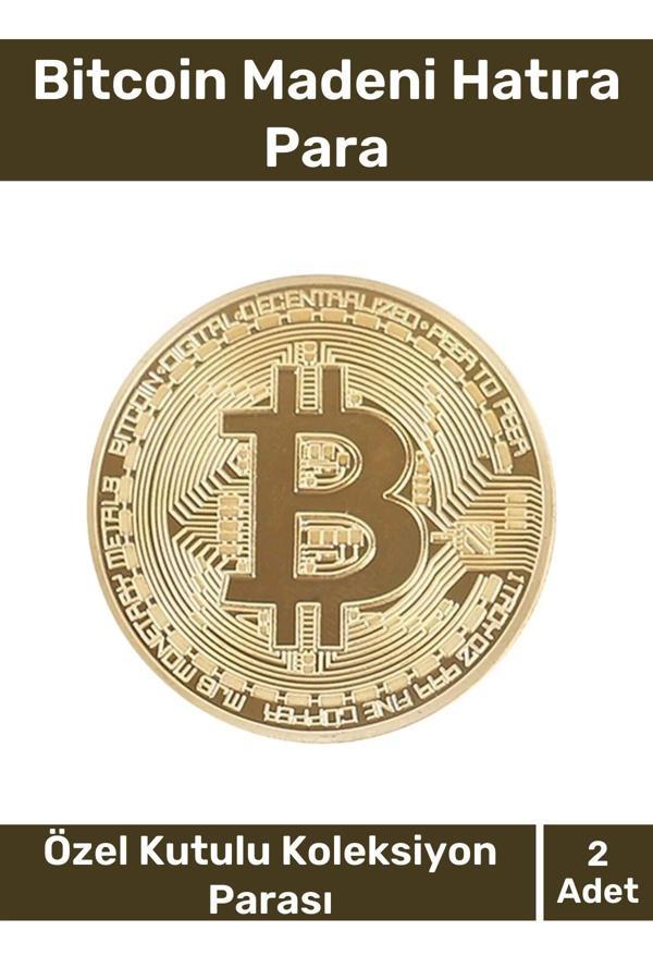Deluxe Series Kutulu Hediyelik Kripto Hatıra Koleksiyon Bitcoin Madeni Para Altın Rengi 2 Adet - Image 1