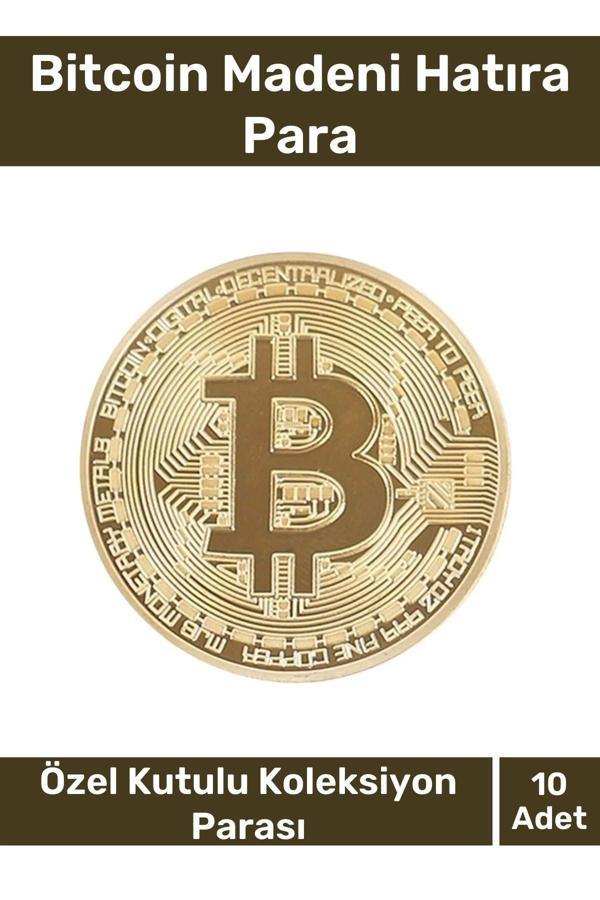 Deluxe Series Kutulu Hediyelik Kripto Hatıra Koleksiyon Bitcoin Madeni Para Altın Rengi 10 Adet - Image 1