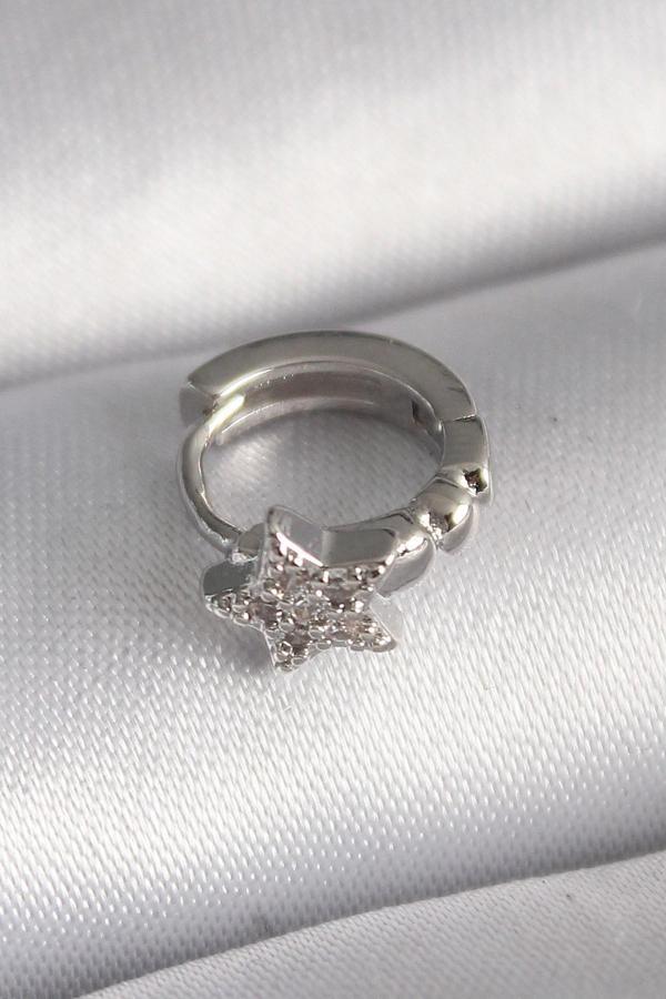 316L Çelik Gümüş Renk Zirkon Taşlı Yıldız Model Tragus Piercing - TJ-PR1333 - Image 1