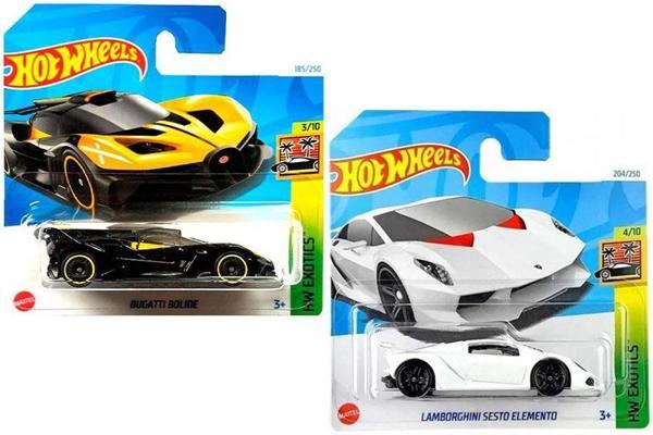 2 Araç Hot Wheels Set - Lamborghini Sesto Elemento & Bugatti Bolide - Sarı (1/64) - Image 1