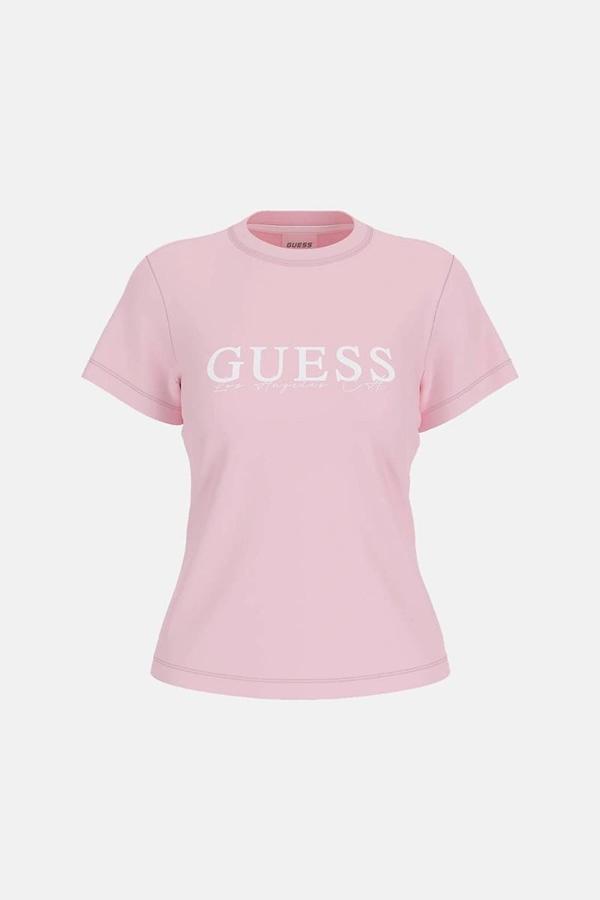 Guess Kadın Gri Kamelie Logolu Tişört - Image 1