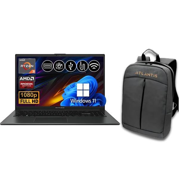 Asus VivoBook Go 15 R3-7320U 8GB 128GB M.2 SSD E1504FA-NJ097  ATL15 15.6" W11Pro Notebook +çanta - Image 1