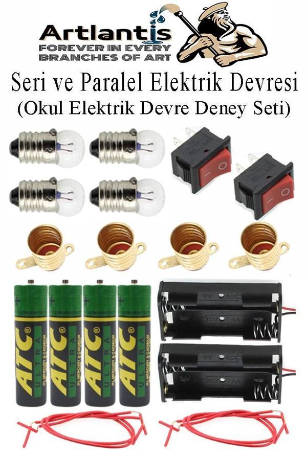 Seri ve Paralel Basit Elektrik Devresi 1 Paket Deney Seti Sarı Mini Duy 4 Adet Mini Ampul 4 Adet Anahtar İş Eğitimi Seti - Image 1