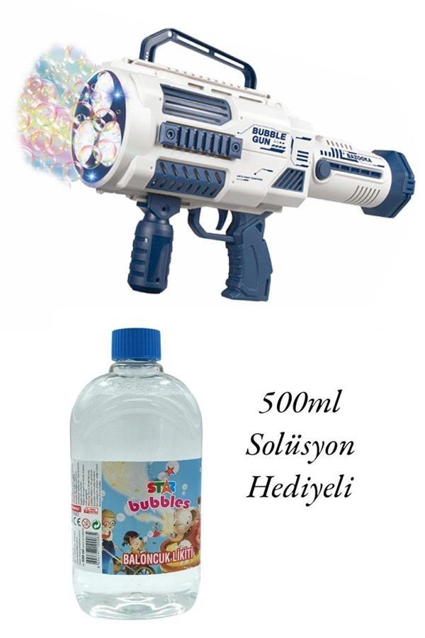 Şarjlı Baloncuk Makinesi Otomatik Işıklı Büyük Boy 41cm + 500ml Baloncuk Suyu - Image 1