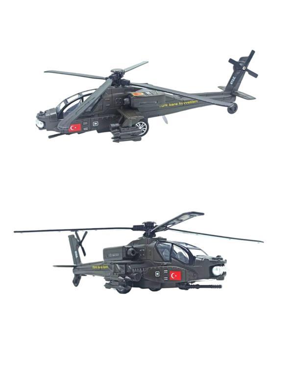 Gökyüzünün Hakimi: Metal Türk Atak Helikopteri Oyuncağı! Sesli Işıklı Eni:25cm.  - Image 1
