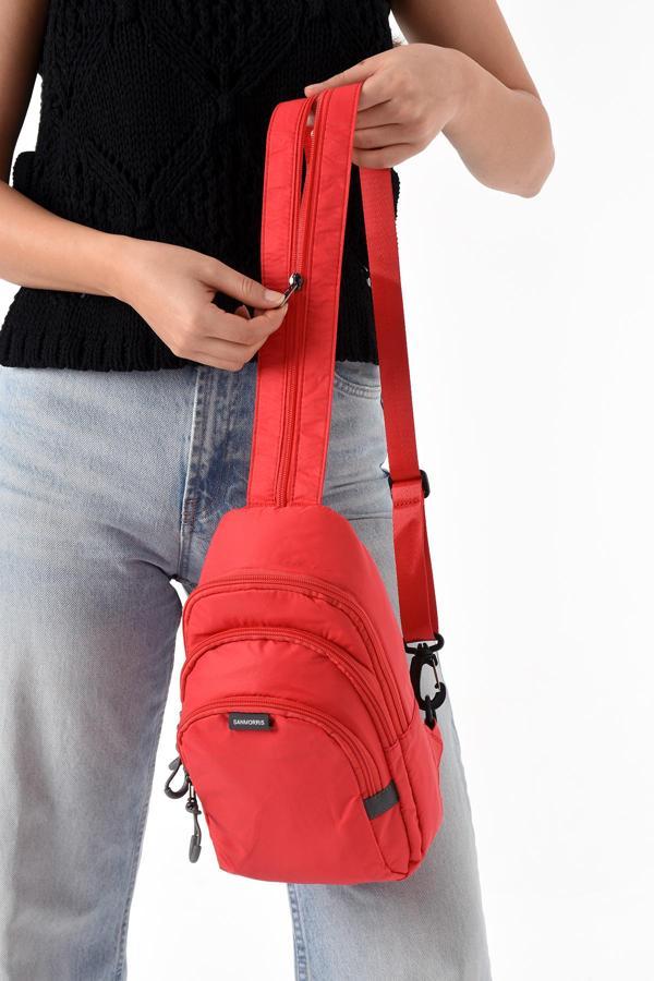 Unisex Paraşüt Kumaş Suya Dayanıklı 3 Bölmeli Çapraz Ve Sırtlık Askılı Body Bag - Image 1