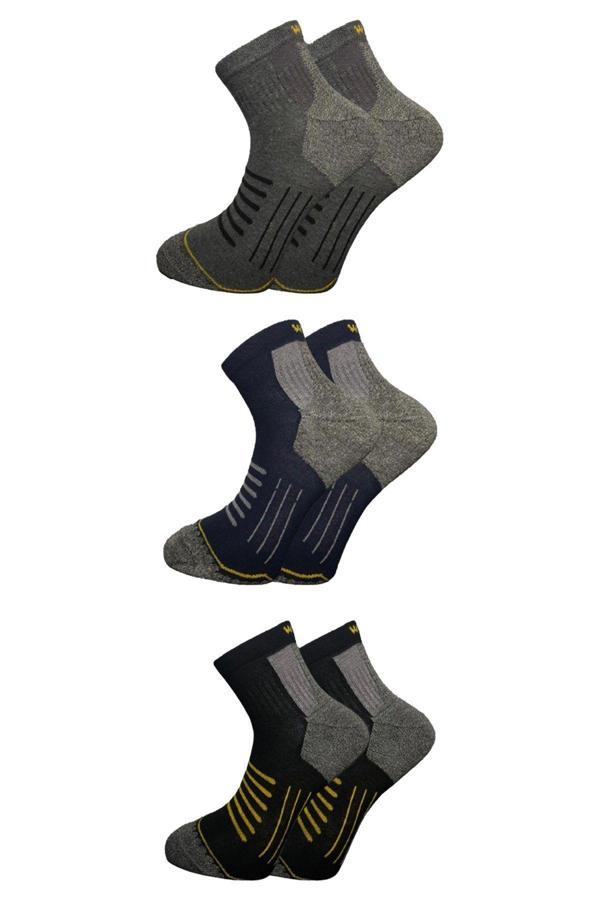 Erkek Yarım Konç Çok Renkli Pamuklu Çorap 3'lü Paket - Image 1