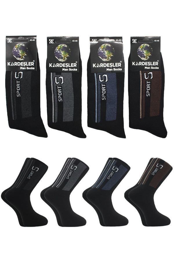 Erkek Havlu Pamuklu Kışlık Kalın Çok Renkli Soket Çorap Termal 4'lü Paket - Image 1