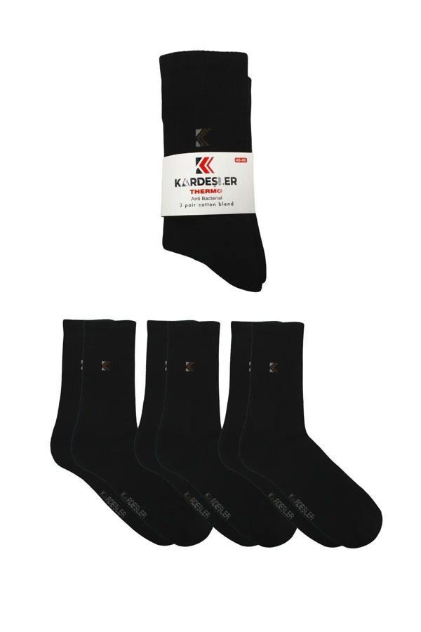 Erkek Havlu Pamuklu Kışlık Kalın Siyah Soket Çorap Termal 3'lü Paket - Image 1