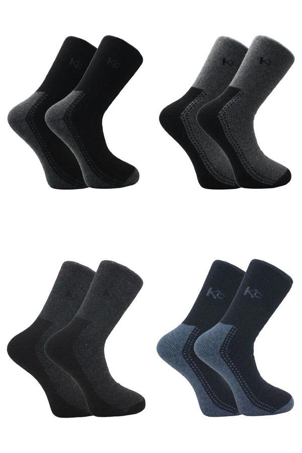 Erkek Lambswool Termal Yün Kışlık Havlu Kalın Çok Renkli Çorap 4'lü Paket - Image 1