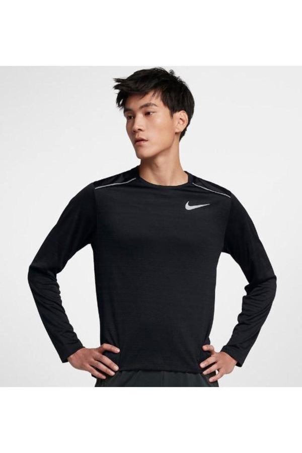 Nike Dry Miler Top Ls Erkek Siyah Koşu Uzun Kollu Antreman Tişört Aj7568-010 - Image 1