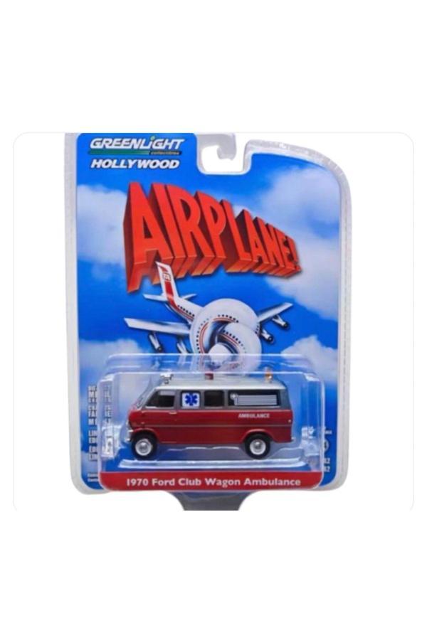 Greenlight Hollywood 1/64 1970 Ford Club Wagon Ambulance - Airplane! Model Araba - Image 1