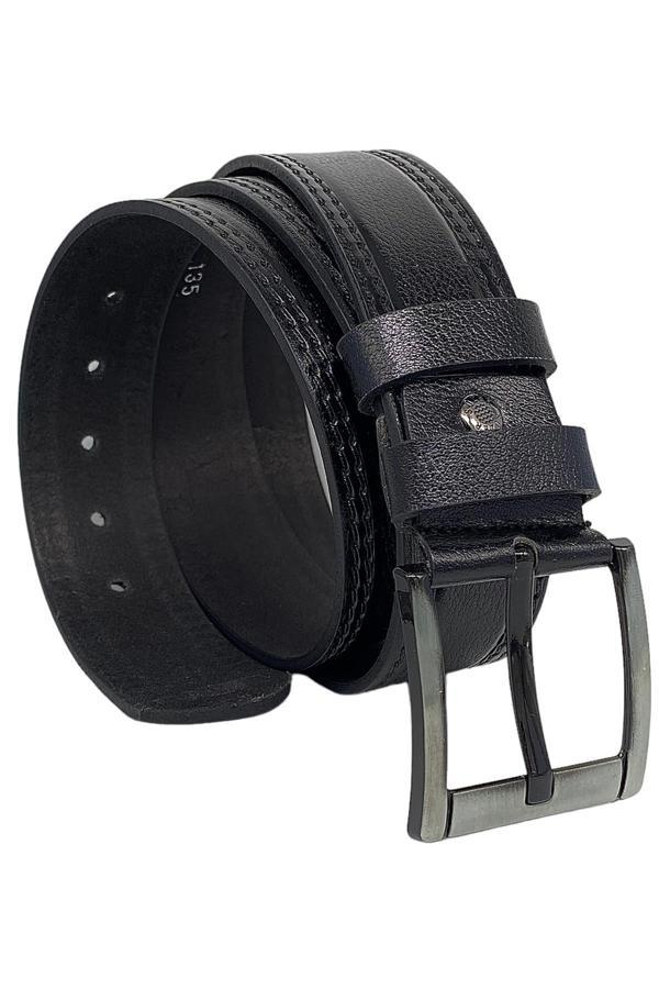 Siyah Hakiki Deri Desenli Model 4.5 cm.lik Spor Kot Kemer  - Image 1