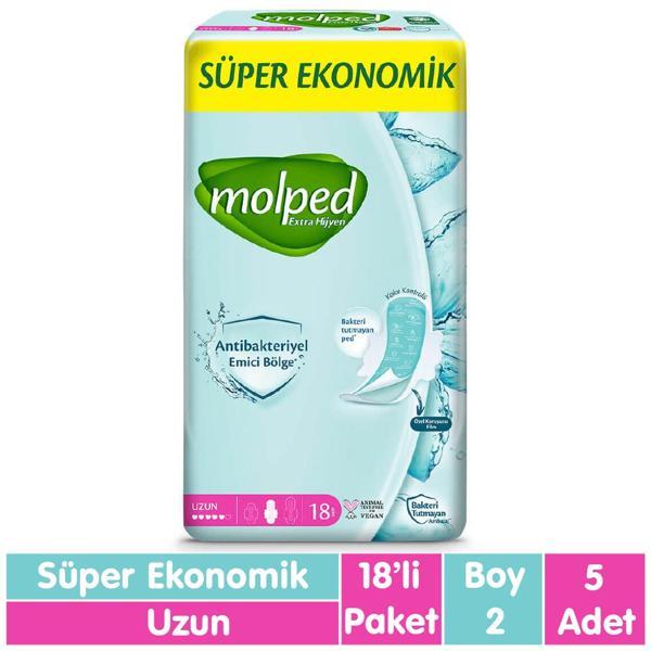 Molped Süper Ekonomik Antibakteriyel Ped Uzun 18x5 90 Adet - Image 1