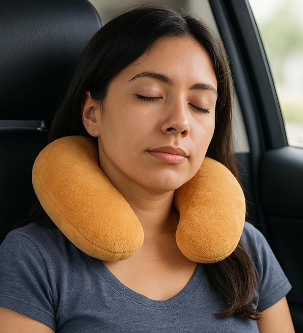 Peluş U Tipi Boyun Yastığı Yumuşak ve Ergonomik Seyahat Konforu Kahverengi - Image 1