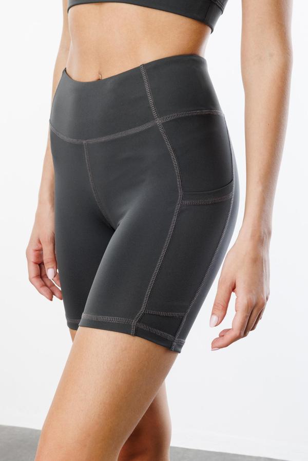 Yüksek Bel Toparlayıcı Çift Cepli Biker Şort Kısa Spor Tayt KISA-TAYT - Image 1