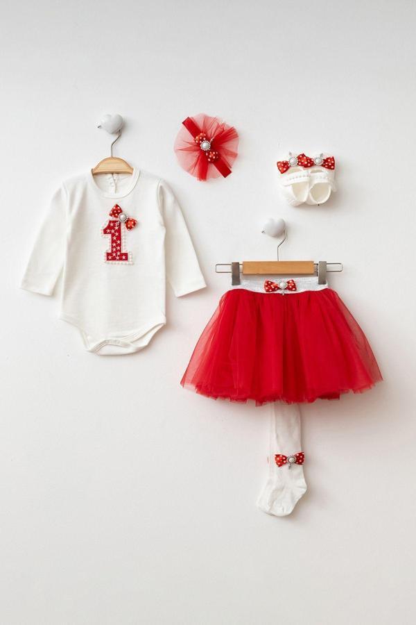 Petite Ponpon Baby Kız Bebek Doğum Günü Parti Kıyafeti Tütü Etek/Elbise Set Keçe 1 Yaş - Image 1