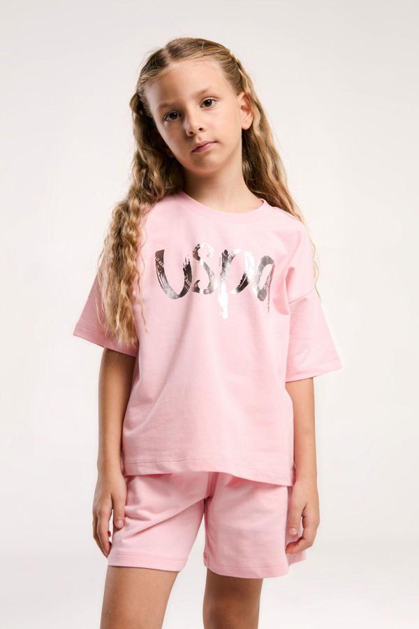 U.S. Polo Assn. Kız Çocuk Pembe Şort Takım - Image 1