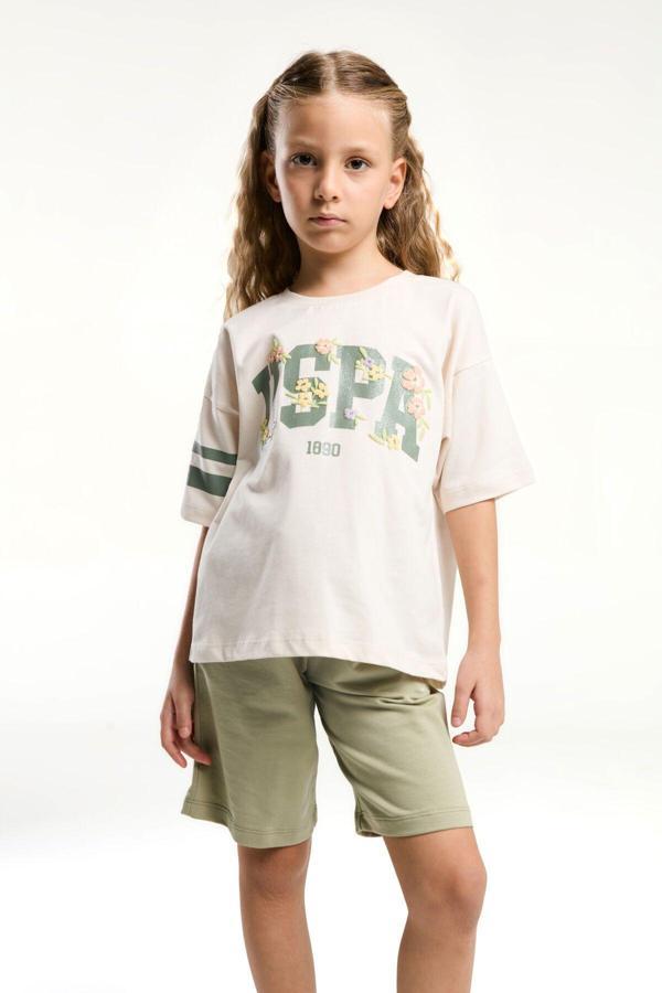 U.S. Polo Assn. Kız Çocuk Krem Bermuda Takım - Image 1
