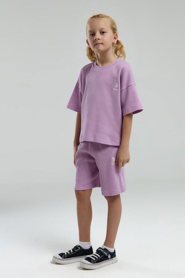 U.S. Polo Assn. Kız Çocuk Mor Bermuda Takım - Image 1