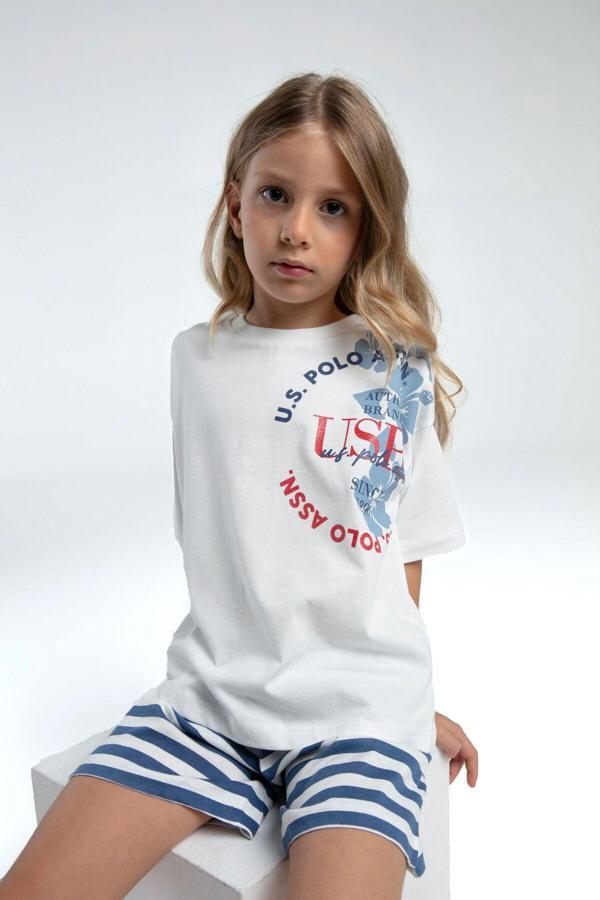 U.S. Polo Assn. Kız Çocuk Beyaz Şort Takım - Image 1