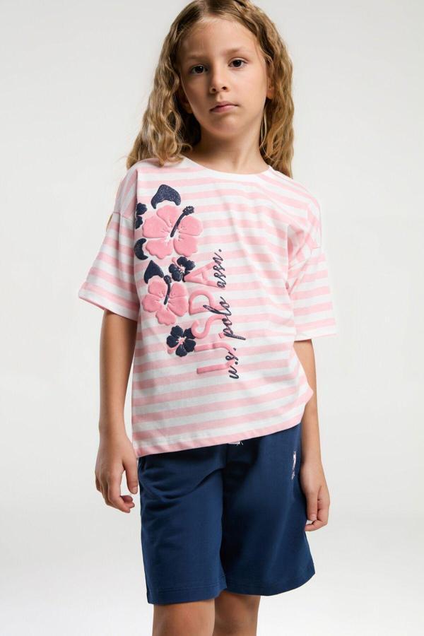 U.S. Polo Assn. Kız Çocuk Turuncu Bermuda Takım - Image 1