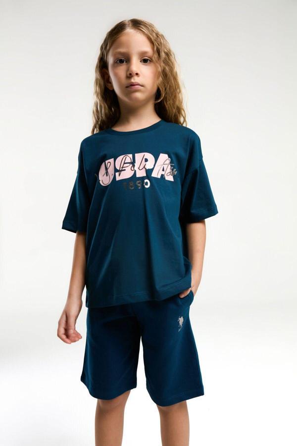 U.S. Polo Assn. Kız Çocuk Lacivert Bermuda Takım - Image 1