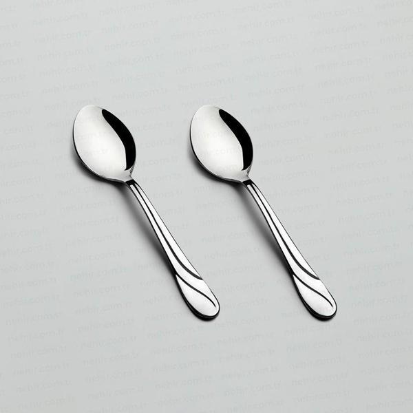 Nehir safir tatlı kaşık - 6 lı paslanmaz çelik tatlı kaşığı 18/10 - Image 1