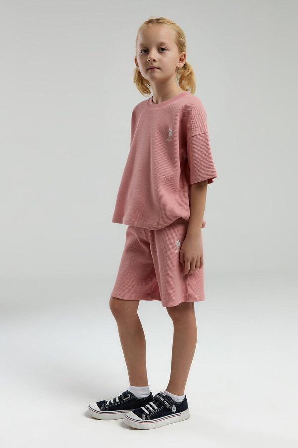 U.S. Polo Assn. Kız Çocuk Pembe Bermuda Takım - Image 1
