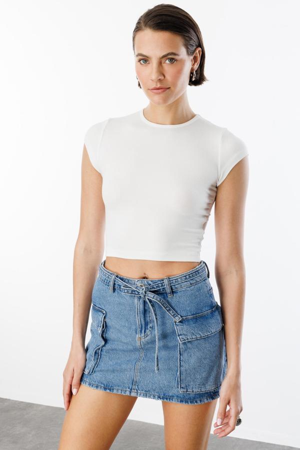 Kısa Kollu Kadın Crop T-shirt CROP-T-SHIRT - Image 1