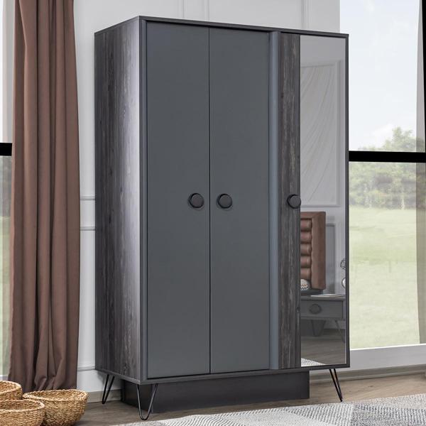 Gardırop, Black New 3 Kapılı Dolap - Image 1