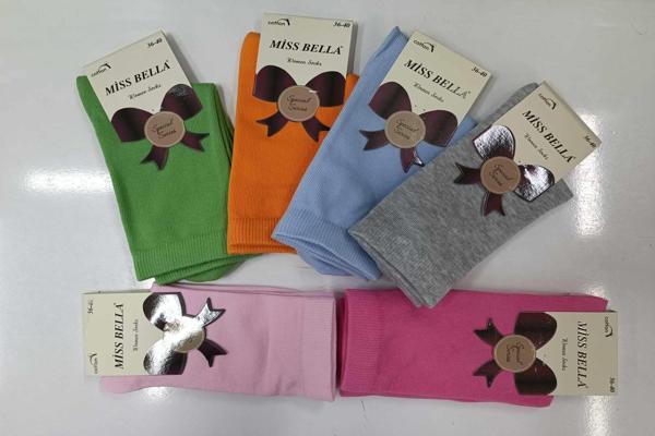 Miss Bella Kadın Pamuklu Soket Düz Açık Pastel Çorap 02 - 6 Adet - Image 1