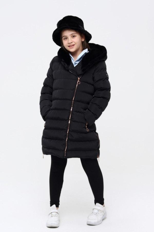Benitto Kids Kız Çocuk Siyah Kaban - Image 1