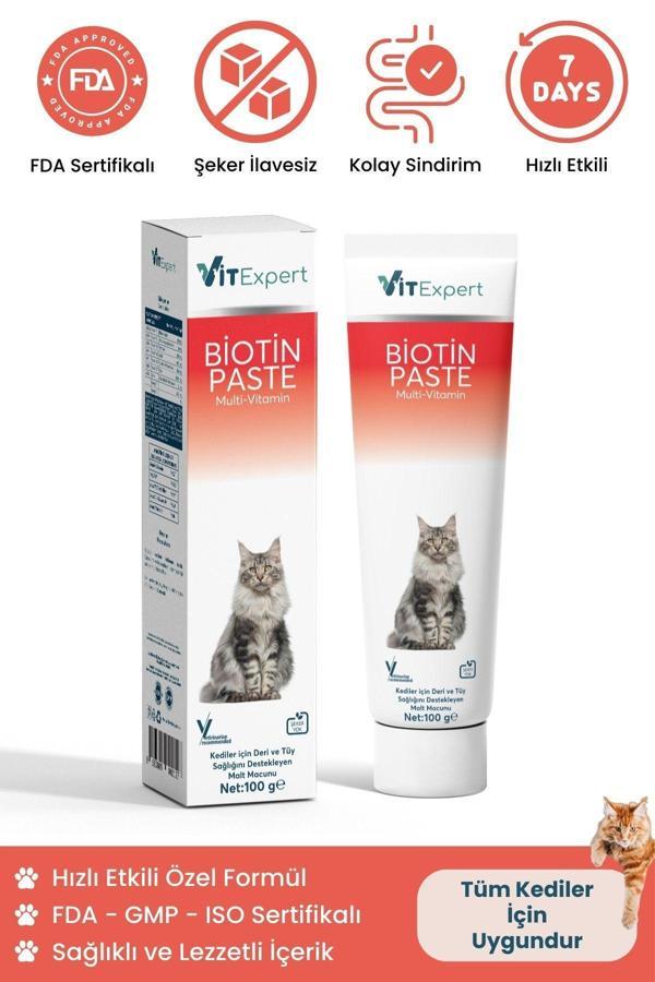 Vitexpert Biotin,Paste,Tüm,Kediler,Için,Tüy,Sağlığı,Destekleyici,Ve,Tüy,Dökülmesi,Önleyici,Malt,Macun,100,Gr - Image 1
