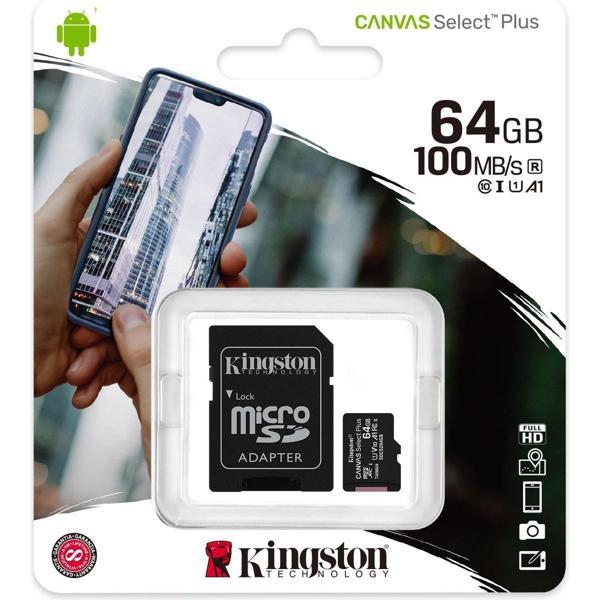 Kingston SDCS2-64GB 64GB micSDXC Canvas Select Plus 100R A1 C10 Card + ADP Hafıza Kartı - Image 1