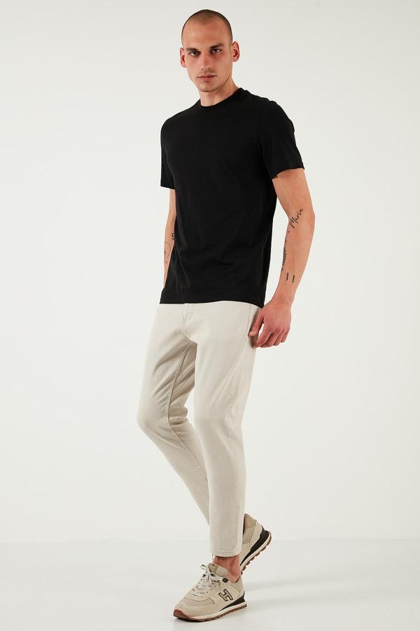 Buratti Pamuklu Slim Tapared Normal Bel Daralan Paça Jeans Erkek Kot Pantolon 5900S66MILANO NATUREL - Image 1