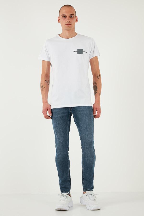 Buratti Streç Pamuklu Slim Fit Normal Bel Dar Paça Jeans Erkek Kot Pantolon 1124S62NAPOLI MAVİ - Image 1