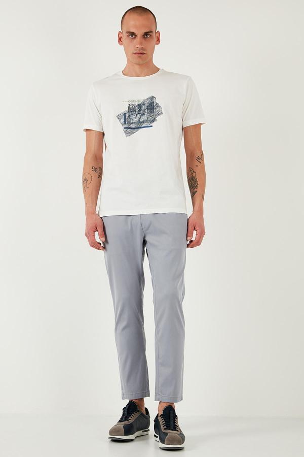 Buratti Pamuklu Slim Fit Lastikli Bel Boru Paça Erkek Pantolon 5545S87JMILANO AÇIK GRİ - Image 1