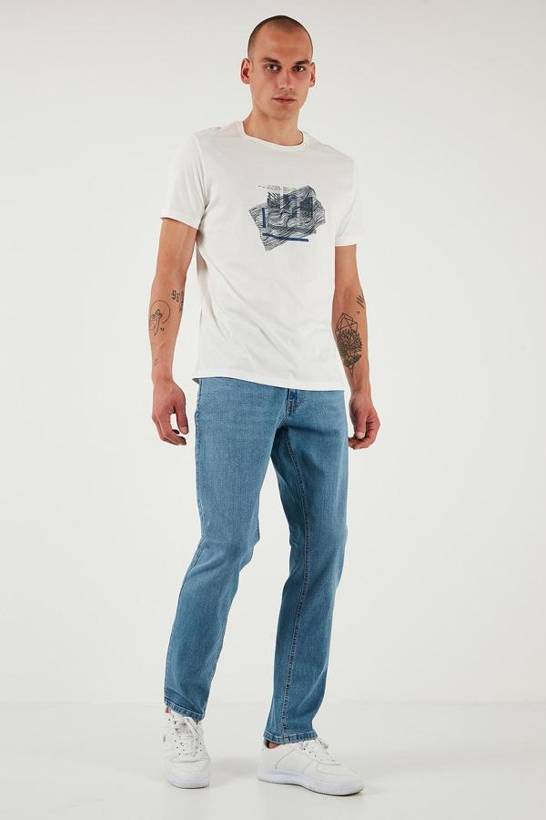 Buratti Streç Pamuklu Regular Fit Normal Bel Boru Paça Jeans Erkek Kot Pantolon 2201S511PARMA MAVİ - Image 1