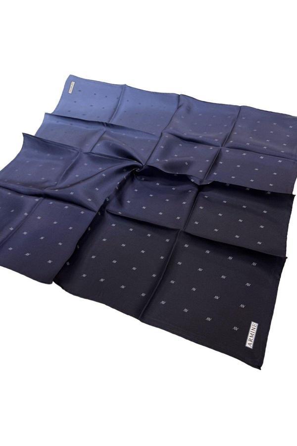 Armine İpek Eşarp Nostalji - 8338-82 Lacivert Mavi Twill - Image 1
