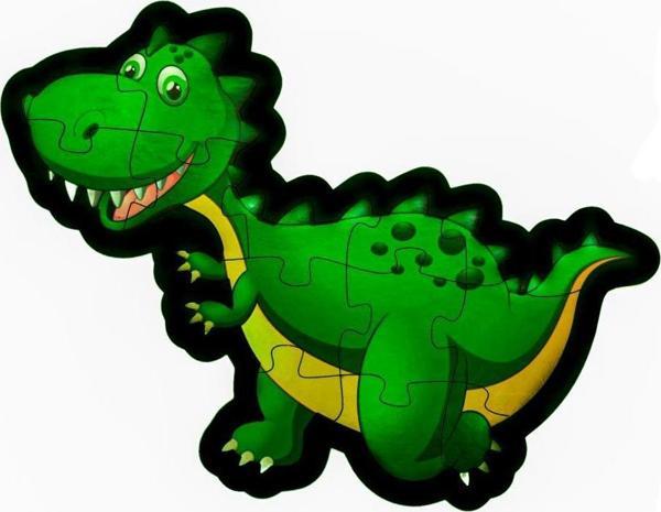 Farbu Oyuncak Ahşap Dinazor Puzzle 14 Parça Arka Yüzü Hikayeli Yapboz - Image 1